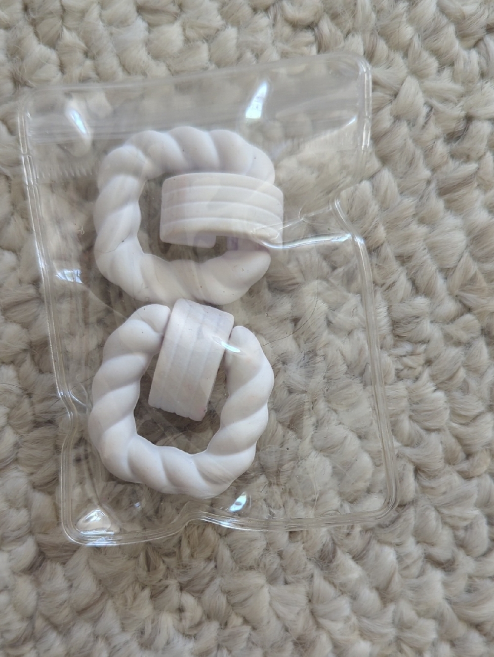 Cream Twisted Hoop Earrings